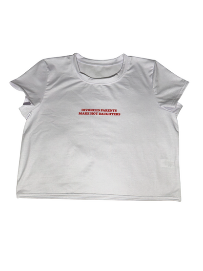 Divorced Parents | White Crop Tee