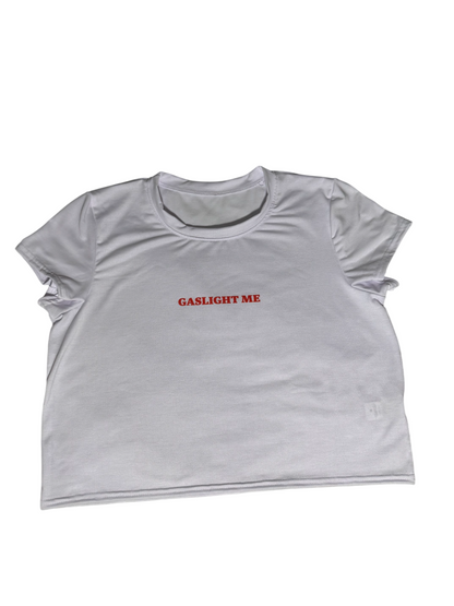 Gaslight Me | White Crop Tee